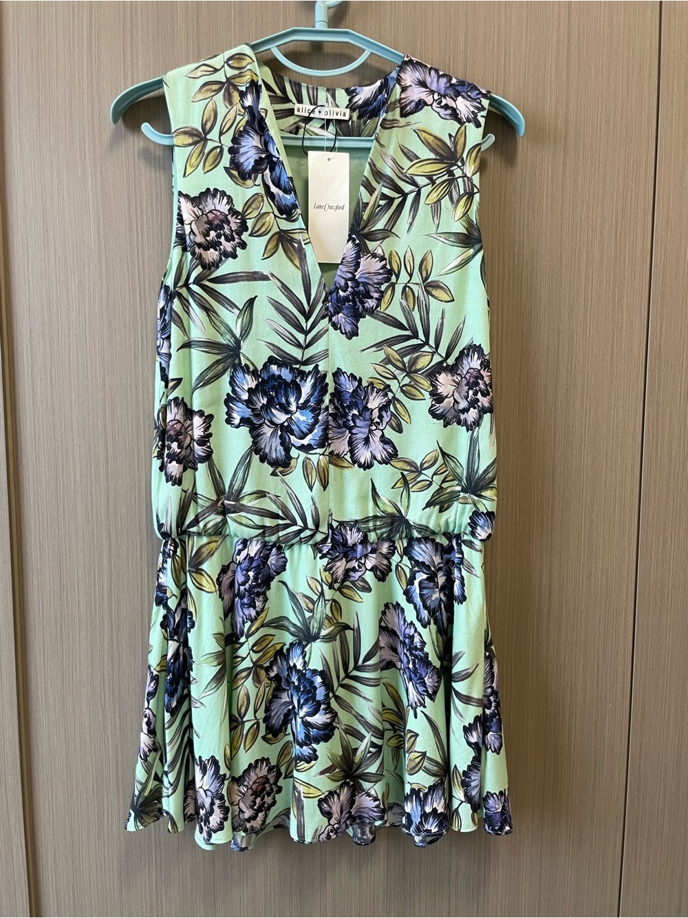 Alice + Olivia NWT Mint Green Floral Sleeveless Mini Dress